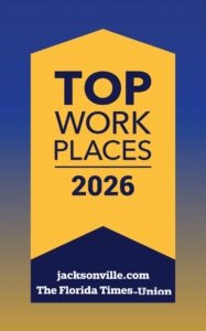 Top Work Places 2026 Award presented by the Florida Times Union newspaper. 
